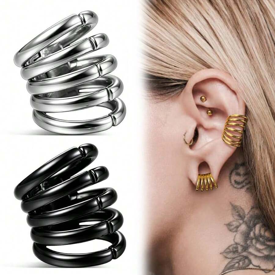 1 pieza 00g Pendiente apilado Clip de lóbulo de oreja Expansor de oreja Tapón de oreja Túnel de oreja Clip de oreja Pendiente de cartílago Joyería de perforación corporal Estilo punk Boda - 1084 - Ver 1