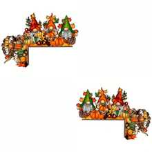 1/2pcs Rustic Wooden Charming Thanksgiving Gnome And Pumpkin Door Frame Decor - Home Corner Decoration, Perfect For Halloween And Christmas - 1PC - View 7