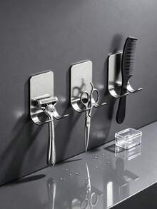 1/2pcs Razor Holder Hook, Drill-Free Installation, Drill-Free Razor Rack/Wall-Mounted Hook, Waterproof Wall-Mounted Razor Holder, Suitable For Tile Bathroom Wall, Space-Saving Bathroom Shower Accessory, Men's Shaving Tool Storage - Multicolor - View 2