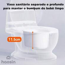 Troninho Infantil Desfralde Ergonômico Base Antiderrapante Recipiente Removível Brinde Escova Limpeza Para Casa Viagem Creche Presente Bebê - cinza + escova de limpeza - Visão 7