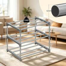 Scarpiera aperta, scaffale portaoggetti autoportante, scaffale portaoggetti (solo con scaffale), 42 x 30 x 37 cm - Grigio - Visualizzare 6