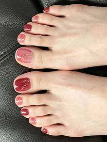 Cross-Border New Arrival Semi-Cured Gel Summer Toe Nail Stickers, Glitter Flash Design, In Stock Wholesale, Waterproof & Long-Lasting - Pink - View 5