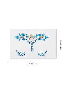 1pc Ocean Blue Iridescent Crystal Face Rhinestone Stickers, Self-Adhesive Rhinestone Face Stickers, Crystal Stickers, Suitable For Music Festival, EDM Party, Carnival, Halloween Makeup Decoration - Multicolor - View 10