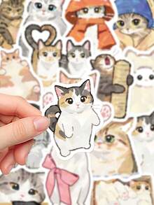 77pcs Cute Cartoon Cat Stickers For Scrapbook, Diary, Planner, Luggage, Laptop, Notebook, Phone Case, Guitar, Skateboard Decoration - Cartoon Cat and Dog - View 4