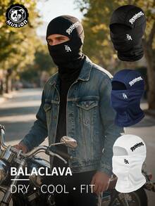 Musion 1/3pcs LA & Backwoods Letter Print Balaclava, Breathable Quick-Dry Full Face Mask, Windproof Helmet Liner Neck Warmer, Suitable For Motorcycle Riding, Cycling And Street Fashion - Multicolor - View 2