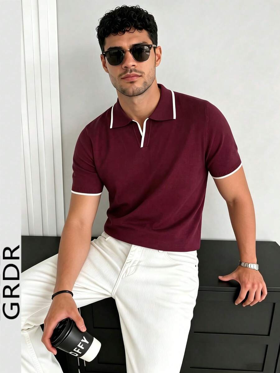 GRDR Men's Summer Striped Casual Knit Short Sleeve T-Shirt - Minimalist, Fashionable, Comfortable