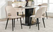 Dining Chair Style Design Beige Back Diamond Metal Frame - 米色 - 查看 4