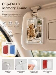 Magnetic Car Sunshade Photo Frame DIY Car Interior Decor, Couple Gift, Pet Family Memorial Photo Frame Clip, Car Interior Accessories - Multicolor - View 3