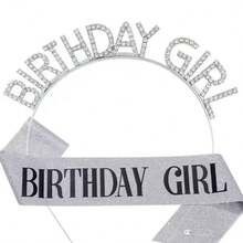 1pc Girl Happy Birthday Star 3D Headband Sash Set For Birthday Party Use - Multicolor - View 8