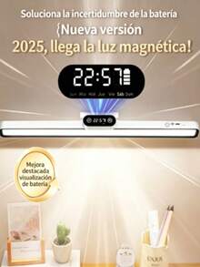 Luz LED magnética 45cm regulable con 3 tonos de luz, carga USB y conexión continua - Blanco - Ver 4