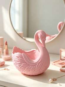 Swan-Shaped Jewelry Tray, Matte White Resin Decorative Trinket Dish, Elegant Desktop Organizer For Rings, Earrings, Necklaces - Multicolor - View 4