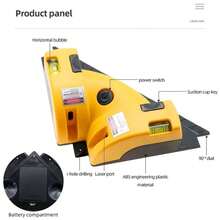 Laser Level Square 90º Digital 10m Horizontal Vertical - Amarelo - Visão 2