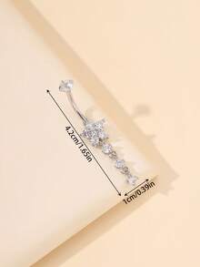 Sweet Rhinestone Bow Navel Piercing, Silver Rhinestone Belly Ring, Sexy Beach Body Jewelry - Silver - View 3