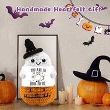 1pc Crochet Ghost Gift With Fun Message Card, Cute Halloween Keepsake, Suitable For Women And Men Friends Boo Basket, Halloween Birthday Gift, Christmas Valentine's Day Birthday Gift For Girlfriend/Boyfriend - Multicolor - View 6