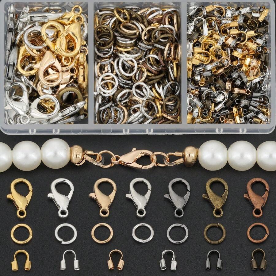 200件/盒 DIY 隨機混色珠寶扣具製作套組,包含 30件龍蝦扣、60件 U 型扣、110件跳環,適用於手工 DIY 串珠、珠寶扣具、開口連接件、手鍊/腳鍊/項鍊連接件,珠寶配件手工藝材料 - 龍蝦扣+跳環+U型扣 - 查看 1
