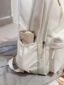 2026 Summer New Korean Style Minimalist Solid Color Daily Commute Back To School Lightweight Large Capacity Nylon Backpack - Multicolor - View 8