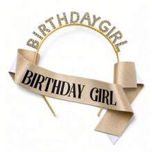 1pc Girl Happy Birthday Star 3D Headband Sash Set For Birthday Party Use - Multicolor - View 7
