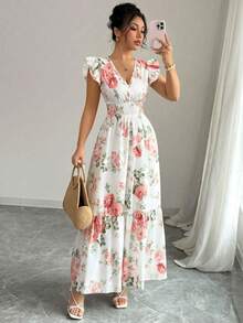 Women Short Dresses - Apricot - View 5