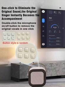 1 Set Wireless Microphone Speaker Set, Chinese Style Karaoke Home Interactive Audio, Family Party Outdoor Mini Portable KTV Singing, Multi-Function Card Slot External Speaker, One-Click Vocal Removal, Breathing Light - View 5