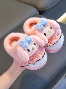 SANRIO 1雙女童冬季卡通可愛防滑室內毛絨拖鞋 - 粉色 - 查看 2