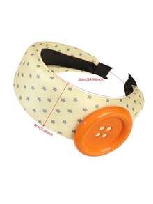 1pc New Design Button Wide Band Hair Hoop, Sweet & Cute Anti-Slip Headband For Birthday Party Outfit - Multicolor - View 2