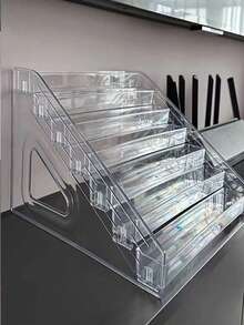 1pc Desktop Cosmetic Organizer Rack, Multi-Layer Transparent Display Stand For Eyeshadow Palettes, Powder Compacts, Cushions, Lipsticks, Perfumes And Nail Polish - Clear - View 8