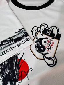 Japanese Men's Football Jersey & Samurai Sword Pattern Lightweight Soft & Match, Training, Casual Wear & Gift - White - View 7