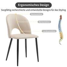 Dining Chair Style Design Beige Back Diamond Metal Frame - 米色 - 查看 11