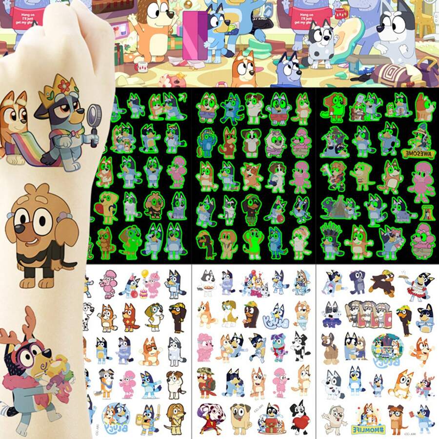 Bluey 3 piezas/Set Pegatinas, Pegatinas para Botellas de Agua, Pegatinas para Cuadernos, Pegatinas de Manualidades DIY, Cuaderno de Anime, Scrapbook > Pegatinas, Fans de Animación & Entusiastas de Bluey, Regalos Ideales para Fiestas, Regalos de Cumpleaños, Scrapbooking, Diario & Manualidades DIY - Multicolor - Ver 1