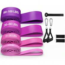 11pcs Gradient Color Fitness Resistance Bands Strength Training Rehabilitation Stretching Glute & Leg Workout Elastic Loops/Door/Handle - Multicolor - View 1