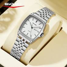 Skmei 2628 Trending Stylish Unisex Quartz Watch Clear Stainless Steel Band Waterproof Calendar In Stock Business Watch Set - one-size - View 12