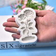 1pc Rose Flower Embossed Silicone Mold - Light Grey - View 4
