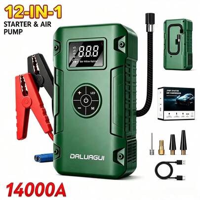 11000A-14000A Car Emergency Start Wid Air Pump|Avant-Grade Portable Car Emergency Start (10L Gas/9L ) Battery Starter, 12V Car Battery Charger Wid USB Charge, 3-Mode LED Flashlight, Work Fi Car, Truck An SUV, Halloween