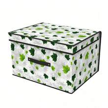 Foldable Storage Box 30x40x60cm With Lid And Handles, Non-Woven Fabric And Cardboard Organizer For Clothes And Blankets - 綠色 - 查看 1