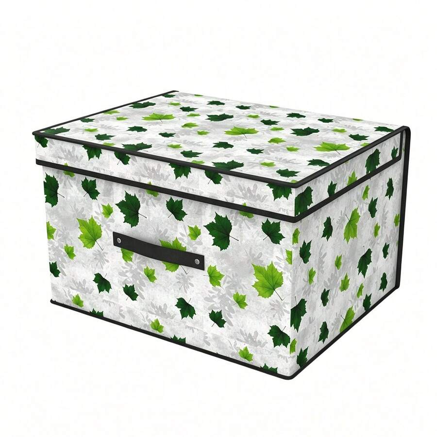 Foldable Storage Box 30x40x60cm With Lid And Handles, Non-Woven Fabric And Cardboard Organizer For Clothes And Blankets - 綠色 - 查看 1