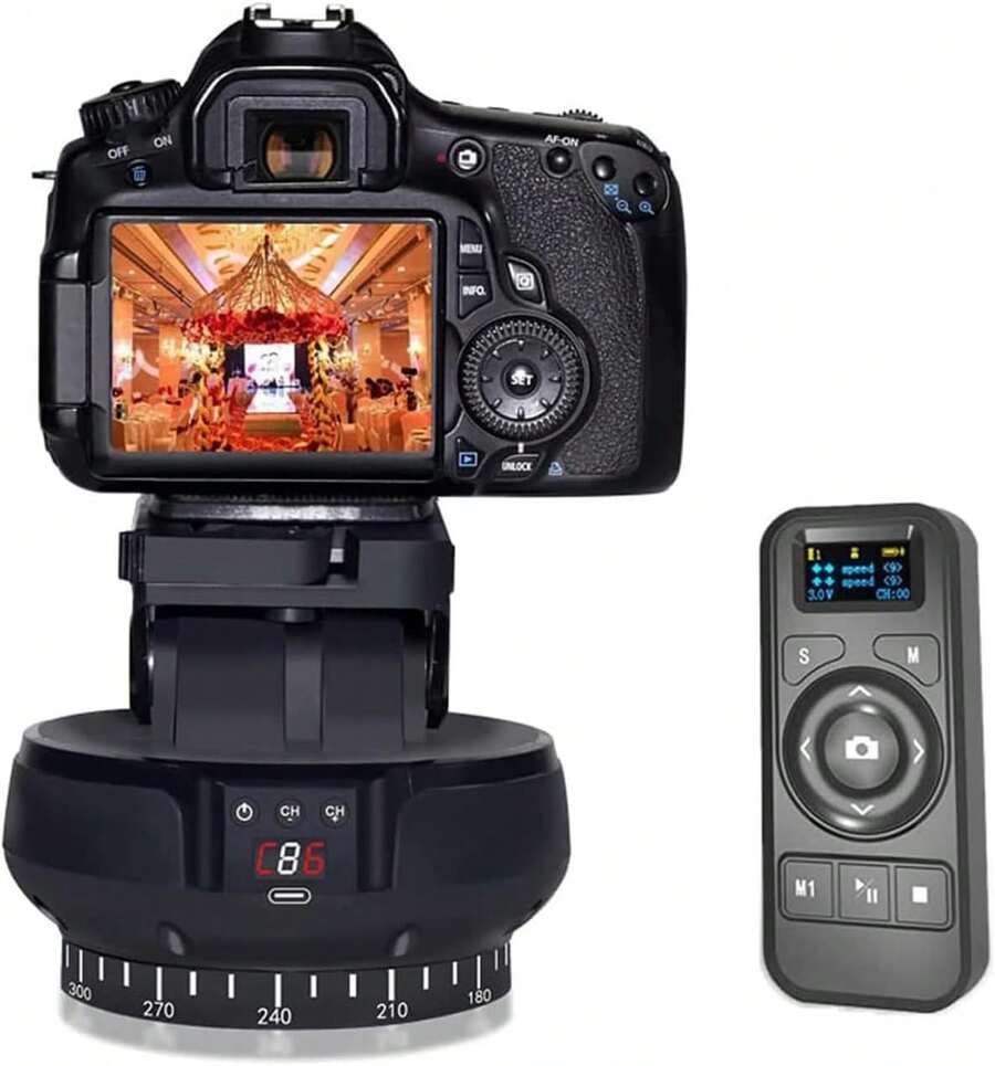 Professional Multifunctional Motorized Panoramic Head With 360° Rotation - Tilt And Wireless Remote Control For Camera - Black - View 1