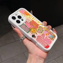 1件極簡時尚向日葵貓咪卡通圖案全包覆透明太空TPU防指紋手機殼，適用於 16 Pro Max/16/16 Pro/16 Plus/11/15/15 Pro/15 Pro Max/12/13/14 Pro Max/XS/XR/11 Pro/11 Pro Max/12 Pro/12 Pro Max/13 Pro/13 Pro Max/7 Plus/14 Pro/14 Pro Max/14 Plus/7 Plus/8 Plus/8/SE2/12 Mini/13 Mini，硬殼防黃變 - 彩色 - 查看 4