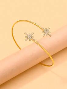 STONEFANS 1pc Women's Gold-Tone Double Starburst Rhinestone Upper Arm Cuff, Adjustable Open Armlet Bracelet For Wedding, Prom, Party & Festival - Gold - View 4