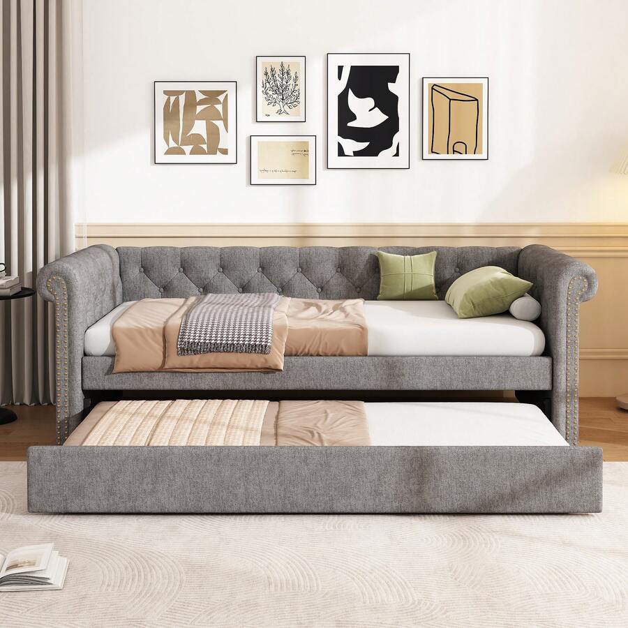 Sofa Bed Frame Grey 221 X 98.5 X 71.5 Cm - Grey - View 1