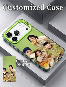 1件 DIY 客製化個性化照片手機殼 綠色銀色 IMD 硬殼，相容於 Apple Duo/18ProMax/17ProMax/16Pro/15/14Plus/13Pro/12ProMax/11/XsMax/8/7/6Plus 與 S26ULTRA/S25Pro/S24/S23FE/A72/A53/A23 系列手機配件，適合情侶、好友、家人，情人節、週年紀念、生日、紀念禮物 - 綠色 - 查看 1