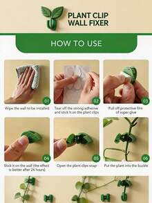 Seamless Wall Climbing Clips, No-Drill Self-Adhesive Plant Vine Support, Green Ivy Watermelon Fixing Hooks, Invisible Wire Cable Organizer, Garden Home Office Balcony Decor - Multicolor - View 7