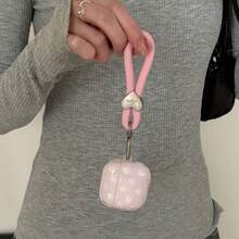 Korean Style Minimalist Semi-Transparent Pink Blue Polka Dot + Heart Knit Rope Earphone Case Compatible With Pro 3 New Pro 2 Protective Cover Pro Cute Apple 4 Minimalist 3 Personalized 1/2 Generation Girls Earphone Case Protective Cover Spring/Summer Earphone Case/Birthday Gift/Holiday Gift - Multicolor - View 3