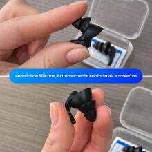 Tampão de Ouvido Silicone Super Macio Redução de Ruídos Reutilizável para Sono Estudos e Trabalho - A-preto - Visão 2