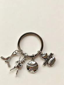 Vintage Alloy Sports Keychain, Basketball Football Baseball Weightlifting Bag Charms, Men Car Key Pendant Gift - Sporty Suit Keychain - View 4