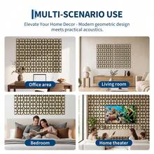 3D Acoustic Wood Wall Panels, 12 X 12 In Sound Absorbing Slat Panels With PET Felt Backing, Geometric Wall Decor For Home Theater & Recording Studio, Walnut, 12/24-Pack - Walnut Wood - View 5