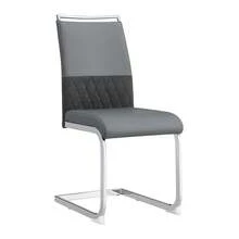 Modern Dining Chairs Set Of 6 Grey - PU Leather And Linen Backrest, High Back Reinforced - Perfect - 灰色 - 查看 11