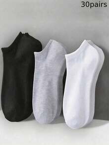 5/10/15/20/30 Pairs Men's Solid Color Boat Socks, Sweat-Absorbent Breathable Comfortable Invisible Socks, Men's Boat Socks, Women's Short Socks, Student Socks, Back To School Season, Adult Socks, Short Socks, Mid-Calf Socks, Invisible Ankle Socks, Comfortable Breathable, Summer Socks, Thin Socks, Women's Socks, Suitable For Home And Travel Use - White - View 13