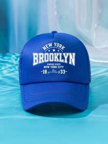 1件裝 男士 BROOKLYN 1833 綠色多色印花個性化戶外休閒時尚沙灘露營防曬透氣網布可調尺寸棒球帽卡車帽禮物，適合日常配戴 - B - 查看 19
