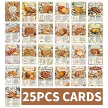25pcs Vintage Bread Making Recipe Cards, Illustrated Bread Baking Guide Cards With Ingredients & Instructions, Kitchen Reference Cards, Gift For Home Bakers & Bread Lovers - Multicolor - View 3