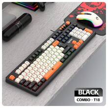 RAIKU T18 3-In-1 Color Block Gaming Keyboard And Mouse Set With Backlit Keys, Volume Knob, 104-Key Wired Keyboard, Multi-Color Block Keyboard, 3-Button Backlit Mouse, Includes Mouse Pad - View 14